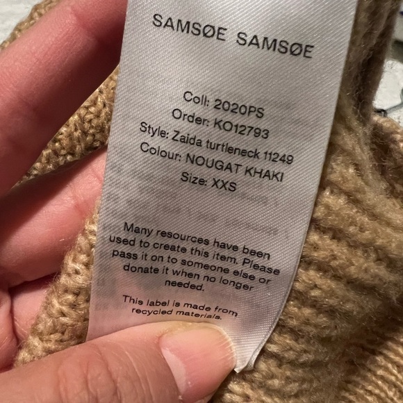 SAMSOE SAMSOE Cashmere Blend Knit Half Zip Tan Sz XXS (Oversized) - Picture 6 of 8